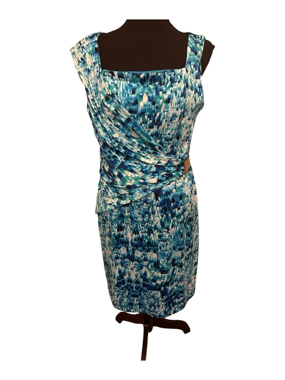 Studio One Blue Multi-Print Sleeveless Midi Dress